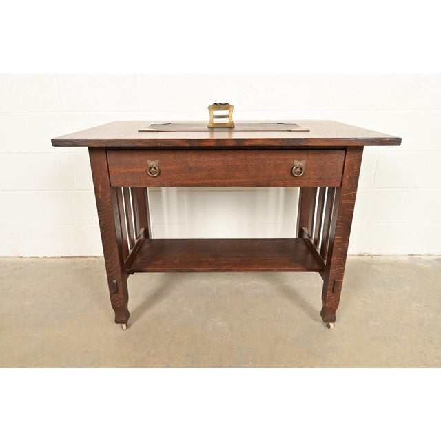 Brass Roycroft Arts & Crafts Brass Finished Hammered Copper Desk Calendar Frame or Picture Frame For Sale - Image 8 of 9