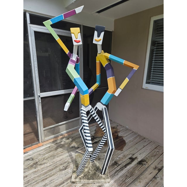Monumental Robert Cordisco Aluminum Sculpture Figurines unsigned sold as found in good vintage condition omn a concrete...
