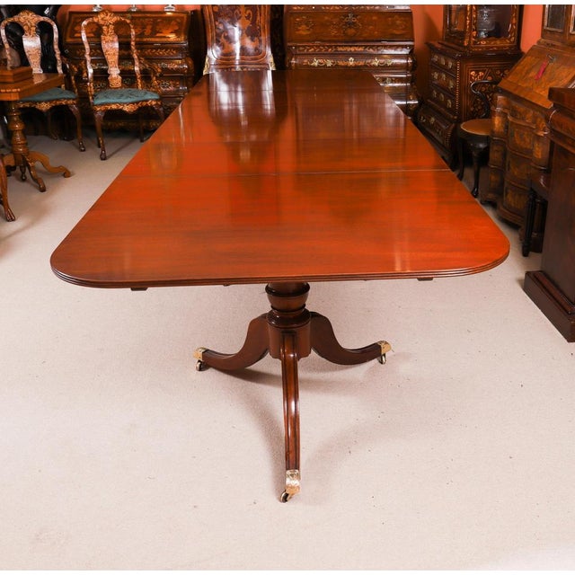 Antique Regency Triple Pillar Dining Table and Swag Back Chairs, 1890s, Set of 15 For Sale - Image 5 of 18