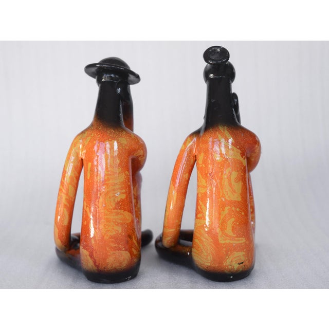 Mid Century Style Abstract Sitting Man & Woman Ceramic Sculptures - A Pair For Sale - Image 9 of 18