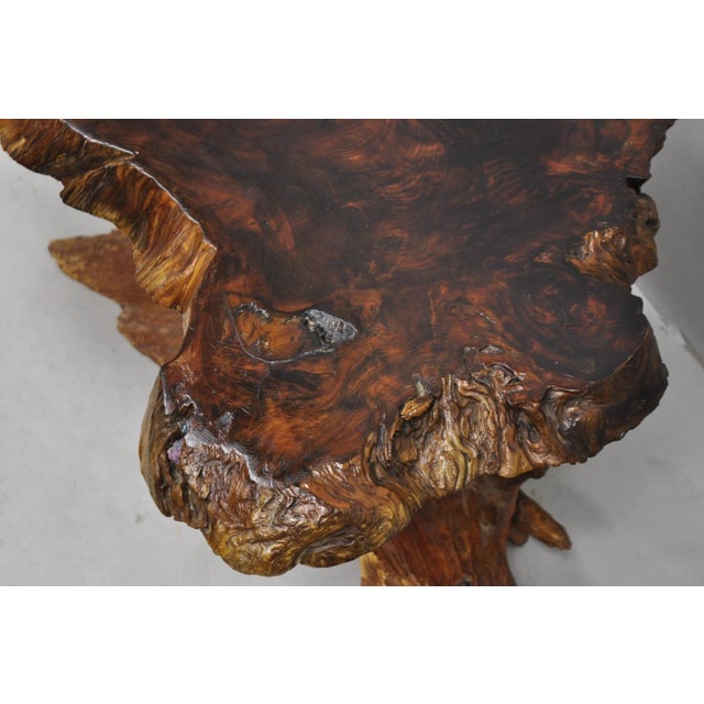 Vintage Mid Century Modern Burl Wood Slab Driftwood Sculptural Coffee Table For Sale In Philadelphia - Image 6 of 16