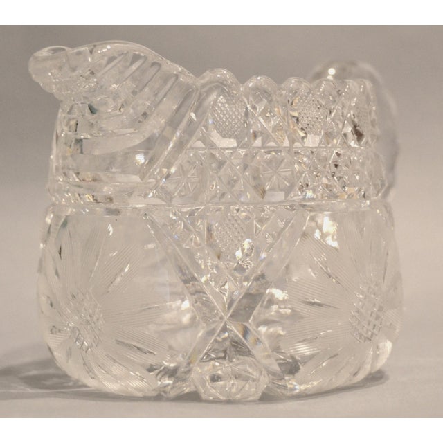 Early 20th Century Early 20th Century American Brilliant Period Etched Cut Crystal Creamer Jug Pitcher For Sale - Image 5 of 12