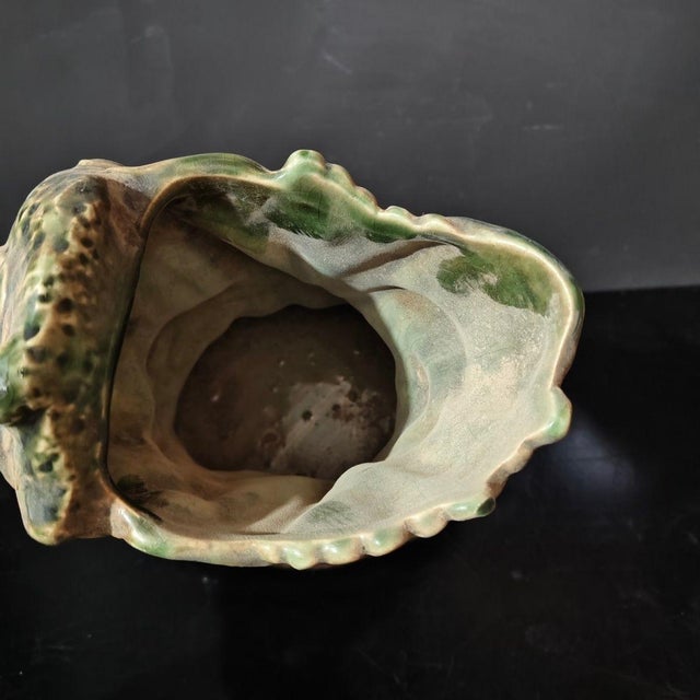1960s Hand Sculpted Phoenix & Floral Ceramic Brush Pot For Sale - Image 10 of 10