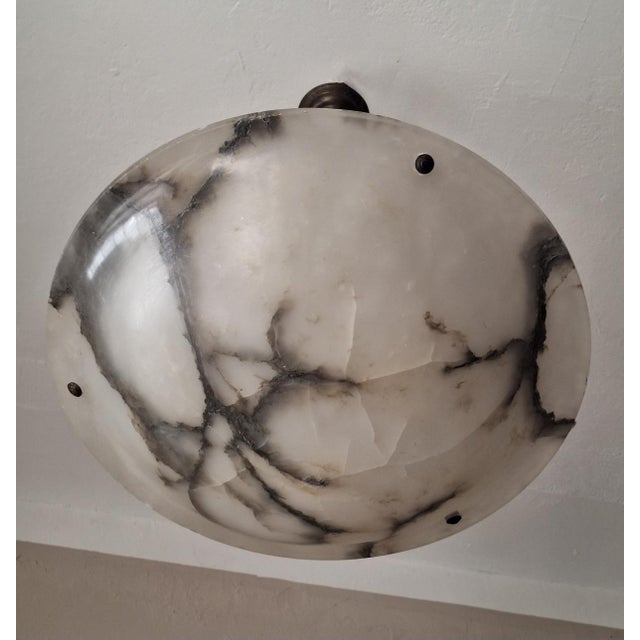 Antique Veined Alabaster Pendant Light, 1920 For Sale - Image 10 of 12