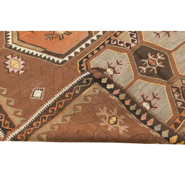 Mid 20th Century Mid 20th Century Vintage Decorative Turkish Kars Kilim Rug For Sale - Image 5 of 7