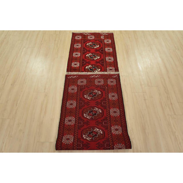 Turkmen Runner 2’5” X 9’6” Red Wool Vintage Tribal Hand-Knotted Oriental Rug For Sale - Image 11 of 12