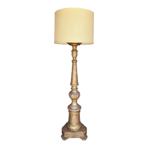 Antique White Gold Giltwood Floor Lamp W Custom Shade