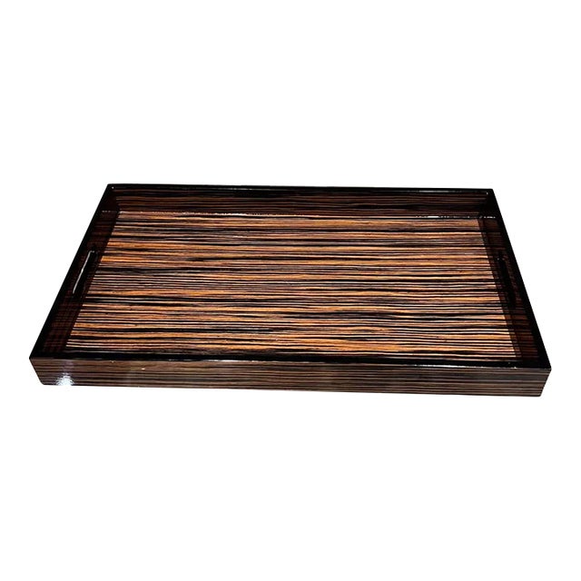 Exotic Wood Breakfast Serving Tray Macassar and Ebony For Sale