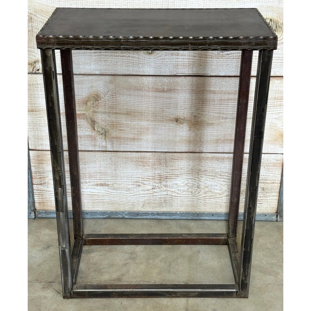 Modern Modernist Forged & Engraved Iron Rectangular Pedestal For Sale - Image 3 of 18