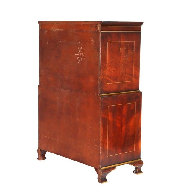Floral Painted Chinese Chippendale Mahogany Six Drawer Highboy Chest C1920 For Sale - Image 10 of 18