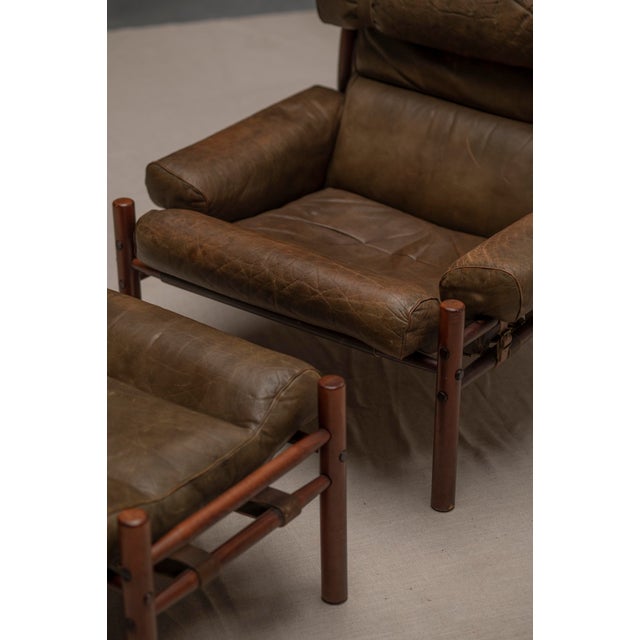 Arne Norell Set of Inca Easy Chair with Ottoman by Arne Norell, 1960s For Sale - Image 4 of 14