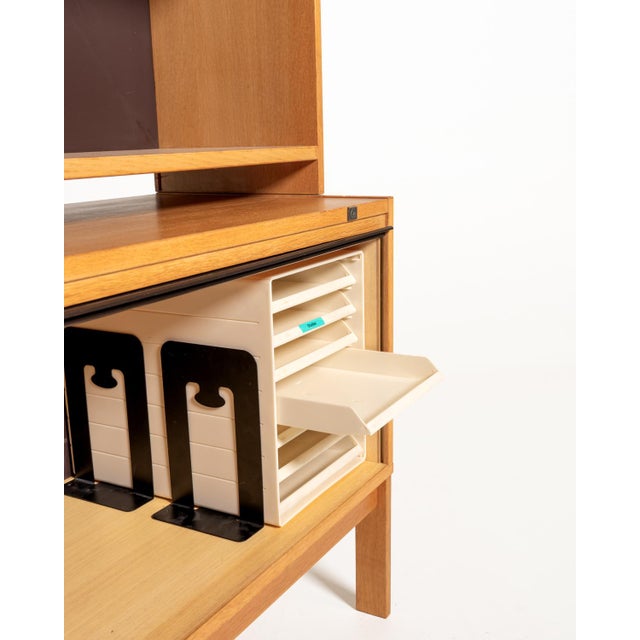 Scandinavian Oak Bookcase with Shutter, 1960s For Sale - Image 6 of 12