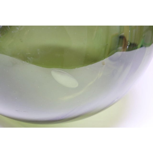 Vintage Italian Green Blown Glass Bulbous Form Demijohn Carboy For Sale - Image 15 of 18