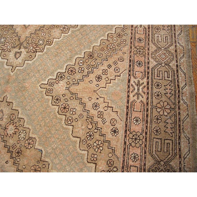 1930s Tan Ecru Diamond Antique Central Asian Khotan Rug 6'9" X 12'9" Handknotted Wool Carpet For Sale - Image 4 of 6