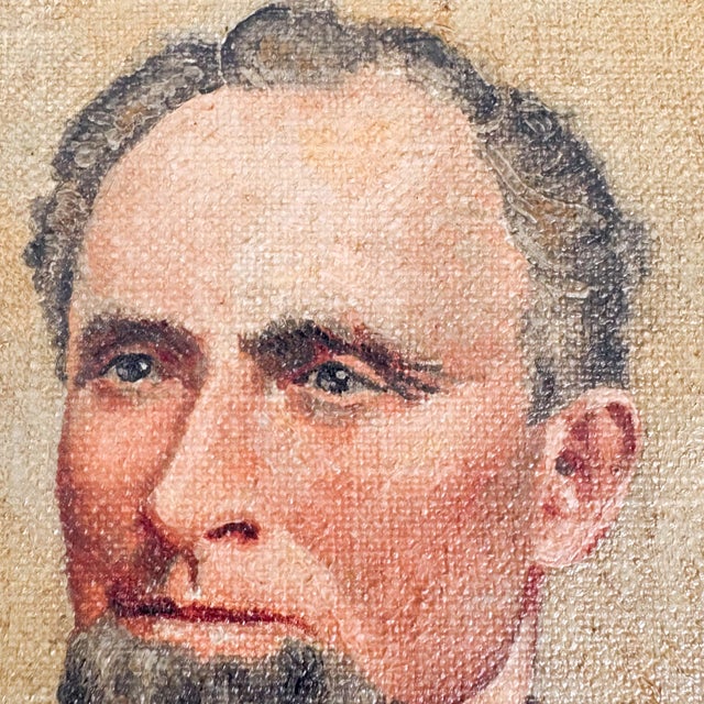 This is a demure and subtle portrait of someone possibly named Matthias McCormick (name written on back of canvas...