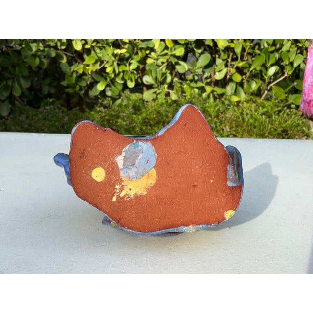 Vintage Handcrafted 4” Crackle Glazed Tropical Fish Art Pottery Vase For Sale - Image 10 of 10
