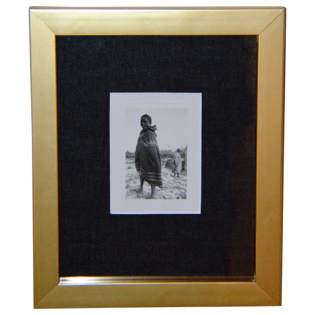 Vintage African Garbed Boy B&W Sepia Photograph For Sale