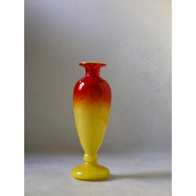 Charles Schneider Signed Schneider Red to Yellow Art Glass Vase, French Art Deco 1920s For Sale - Image 4 of 8