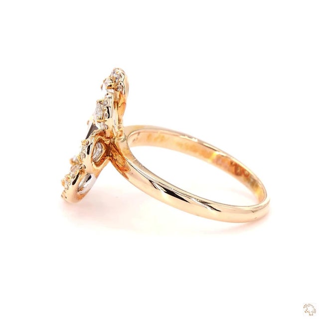 0.71 Carat Rose Cut White Diamond Brown Diamond Gold Ring, Size 6.5 For Sale - Image 4 of 9