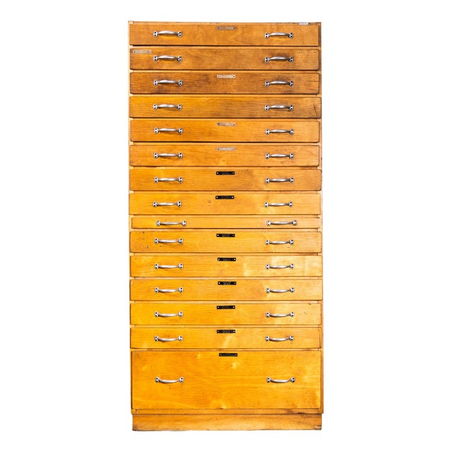 Tall Multidrawer Engineers Cabinet, 1950s For Sale