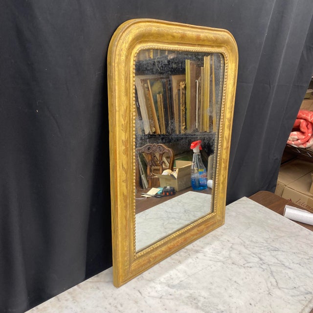 French Gold Wall Mirror Louis Philippe Gold Leaf Giltwood 19th Century For Sale In Portland, ME - Image 6 of 8