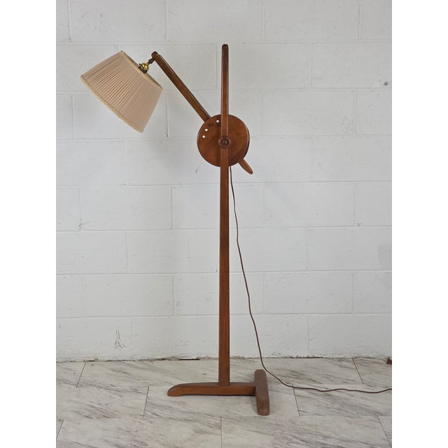 Mid-Century Modern Solid Wood Cushman Tripod Adjustable Floor Lamp For Sale - Image 3 of 8