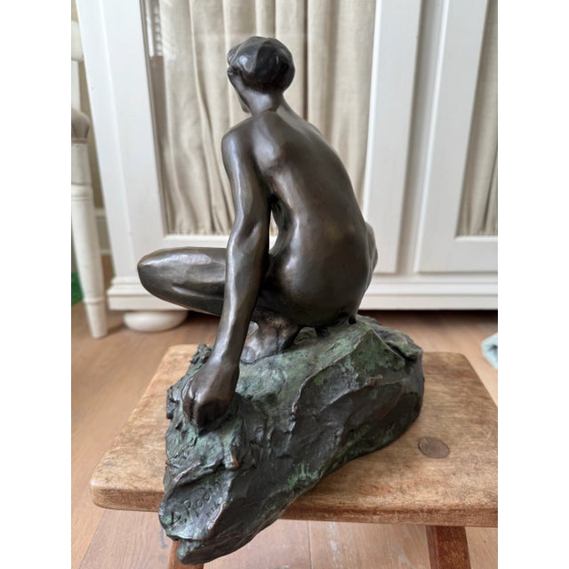 French Bronze Sculpture After Auguste Rodin. Titled Seated Nude. For Sale - Image 4 of 12