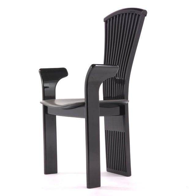 Postmodern Vintage Postmodern Attributed "Pietro Constantini" for Ello Furniture Set of 6 Dining-Arm Chairs For Sale - Image 3 of 8