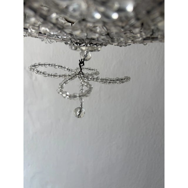 Silver 1920s Bows Maison Bagues Style Italian Beaded Crystal Chains Chandelier For Sale - Image 8 of 15