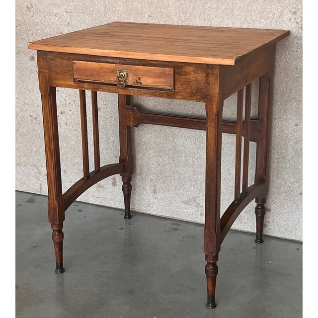 Spanish Spanish Country Pine Side Table With Drawer For Sale - Image 3 of 12