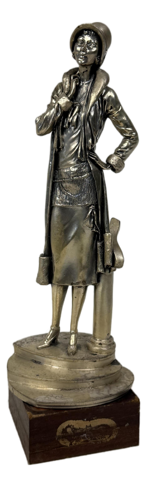 Vintage Silver-Plated Woman Figurine, 1940s