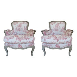 Pair of French Bergère Chairs For Sale