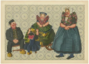 Axel Family in Traditional Costume, 1930s, Lithograph on Paper