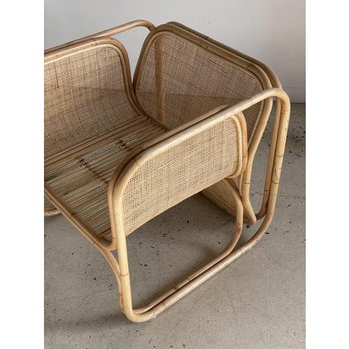 Rattan Armchair with U-Shaped Armrest For Sale - Image 5 of 18