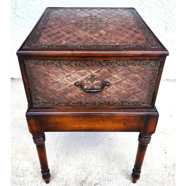 Theodore Alexander Leather Wrapped Side Accent Table For Sale - Image 14 of 17