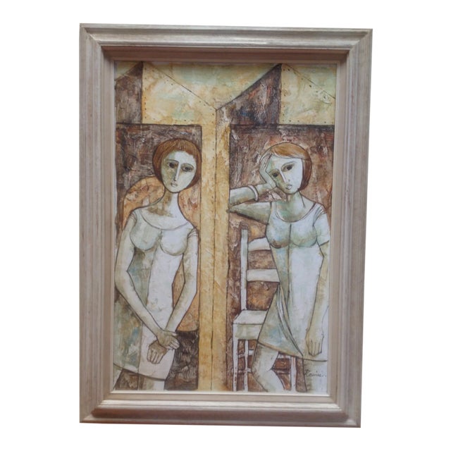 Mid Century Modern Painting by Rossini For Sale