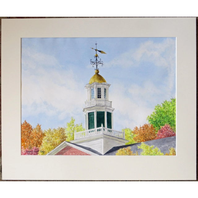 Blue Barbara Ernst Prey Watercolor Painting, Griffin Hall, Williams College For Sale - Image 8 of 12