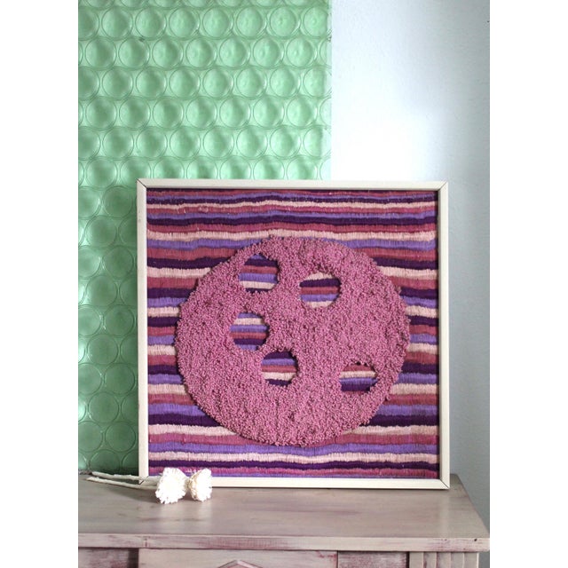 1970s Purple Fiber Textile Art, Framed For Sale - Image 11 of 11