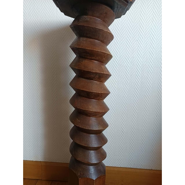 Screw-on Press Stand in Carved Wood, 1950s For Sale - Image 3 of 8
