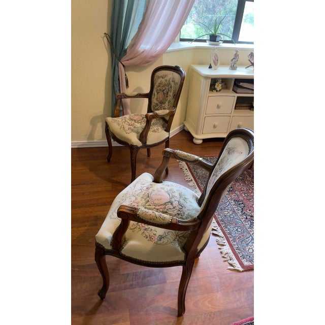 Elevate your space with this exquisite pair of 20th-century Chateau d'Ax armchairs. Drawing inspiration from the opulent...