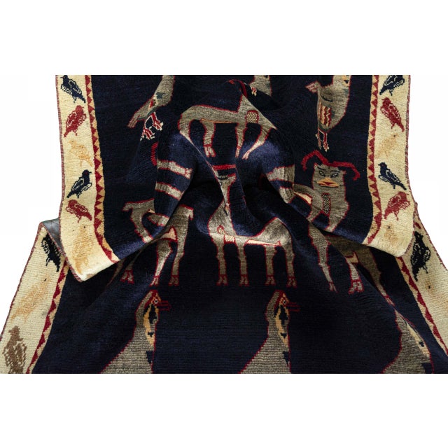 Hand-Knotted Gabbeh Nomadic Rug For Sale - Image 9 of 11