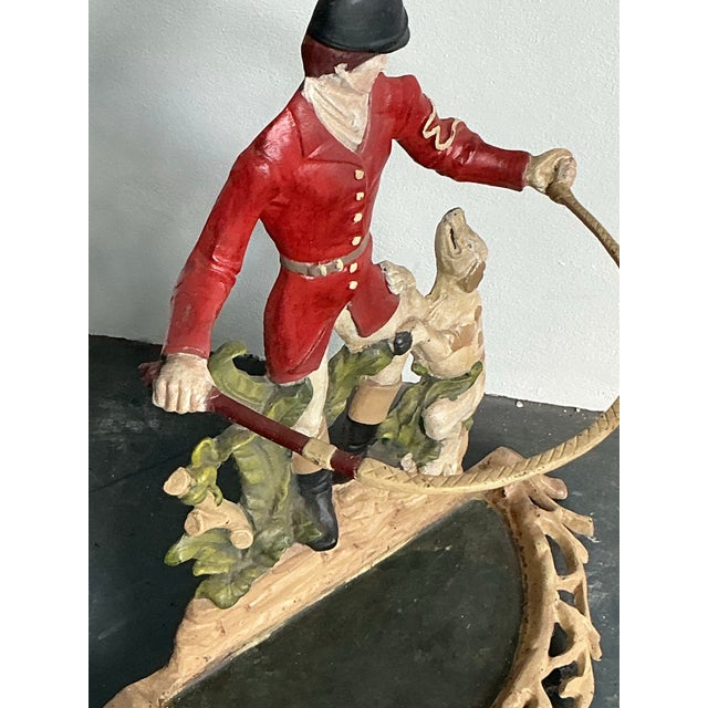 Victorian Vintage Regency Wrought Iron Jockey Umbrella Stand For Sale - Image 3 of 12