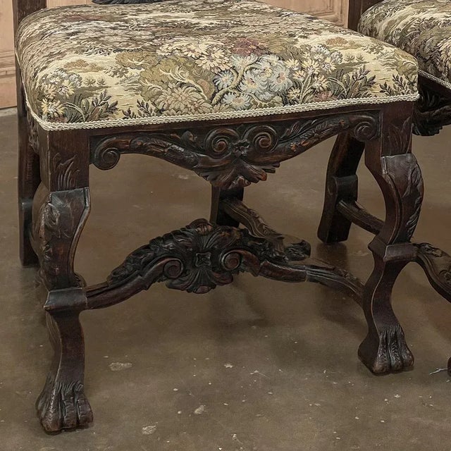Pair Antique Italian Renaissance Side Chairs For Sale - Image 9 of 13