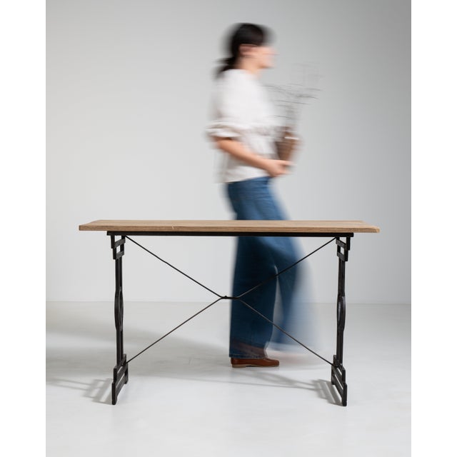 Cast Iron Bistro Table with Oak Top, Antique, France, 20th Century For Sale - Image 15 of 18