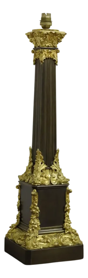Antique French Table Lamp in Patinated Mercury-Gilt Bronze, 1800s