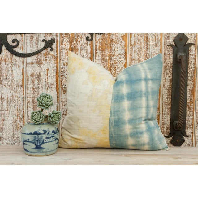 Blue Giaan Organic Silk Pillow For Sale - Image 8 of 9