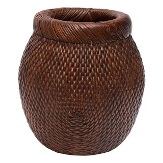 Chinese Reed Wrapped Basket, C. 1900 For Sale