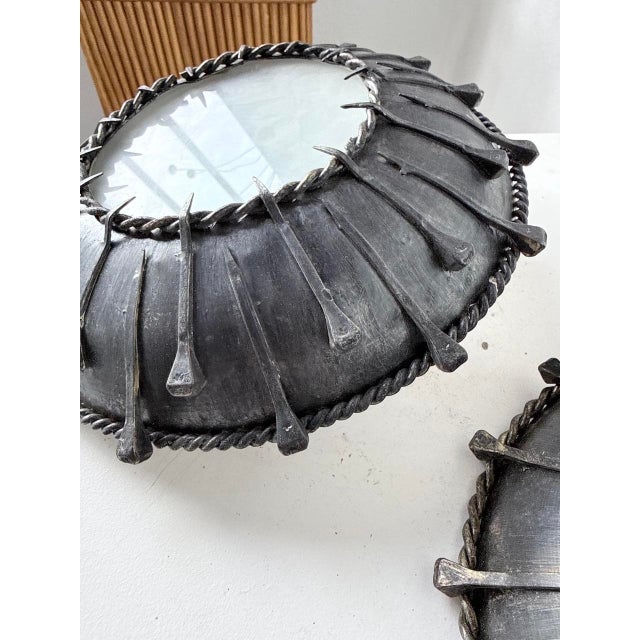 Brutalist Nail Wall Sconces, 1950s, Set of 2 For Sale - Image 12 of 18