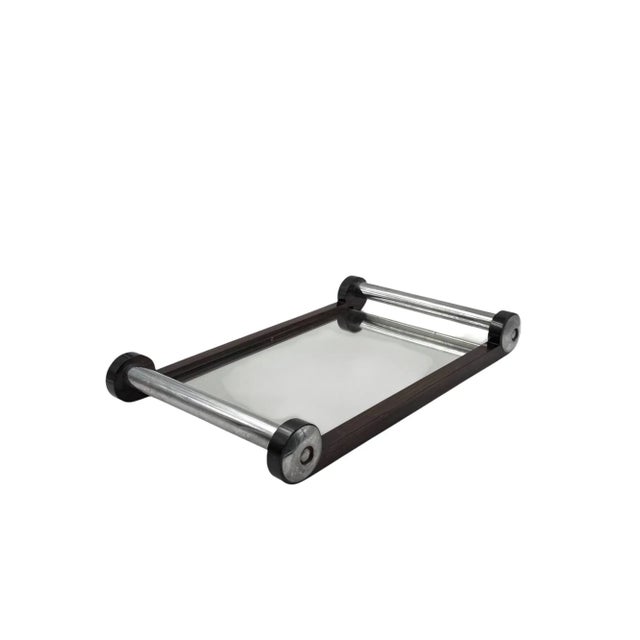 Wood Art Deco Wood Mirrored Tray, France 1930s For Sale - Image 7 of 11