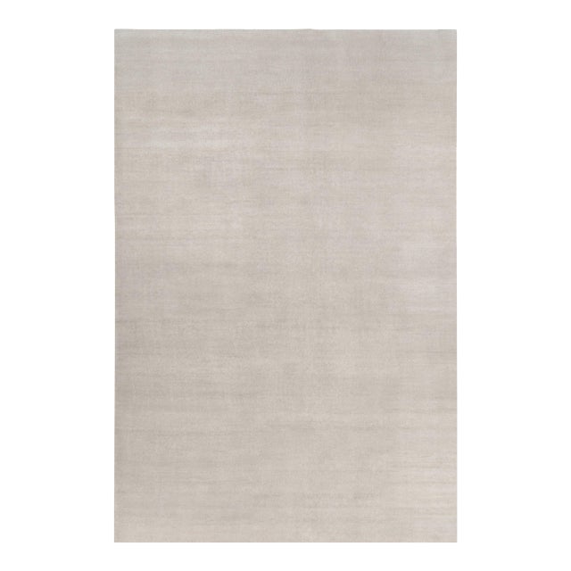 Rug & Kilim’s Oversized Contemporary Textural Solid Rug in Ivory Tones - 12x18 For Sale